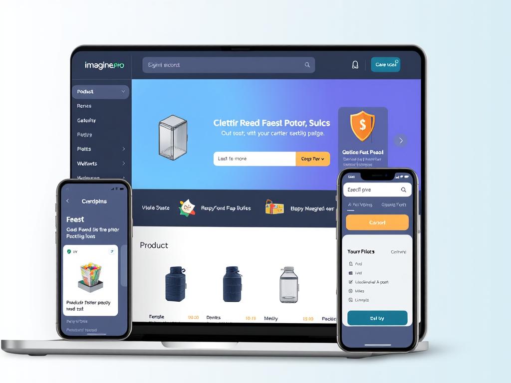 Interface e-commerce développée par imagin.pro montrant une boutique en ligne responsive Interface e-commerce développée par imagin.pro montrant une boutique en ligne responsive