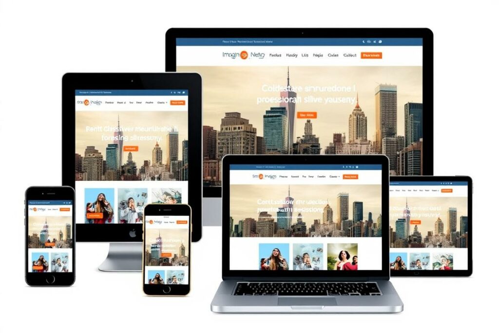 Site responsive créé par imagin.pro affiché sur différents appareils mobiles et desktop Site responsive créé par imagin.pro affiché sur différents appareils mobiles et desktop